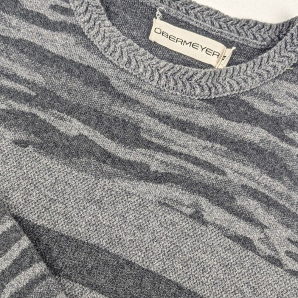 Obermeyer Mens Grey Camo Merino Wool Blend Crewneck Sweater Size M